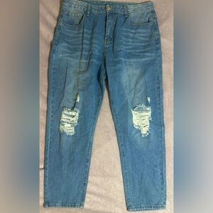 Large Ripped Blue Jeans